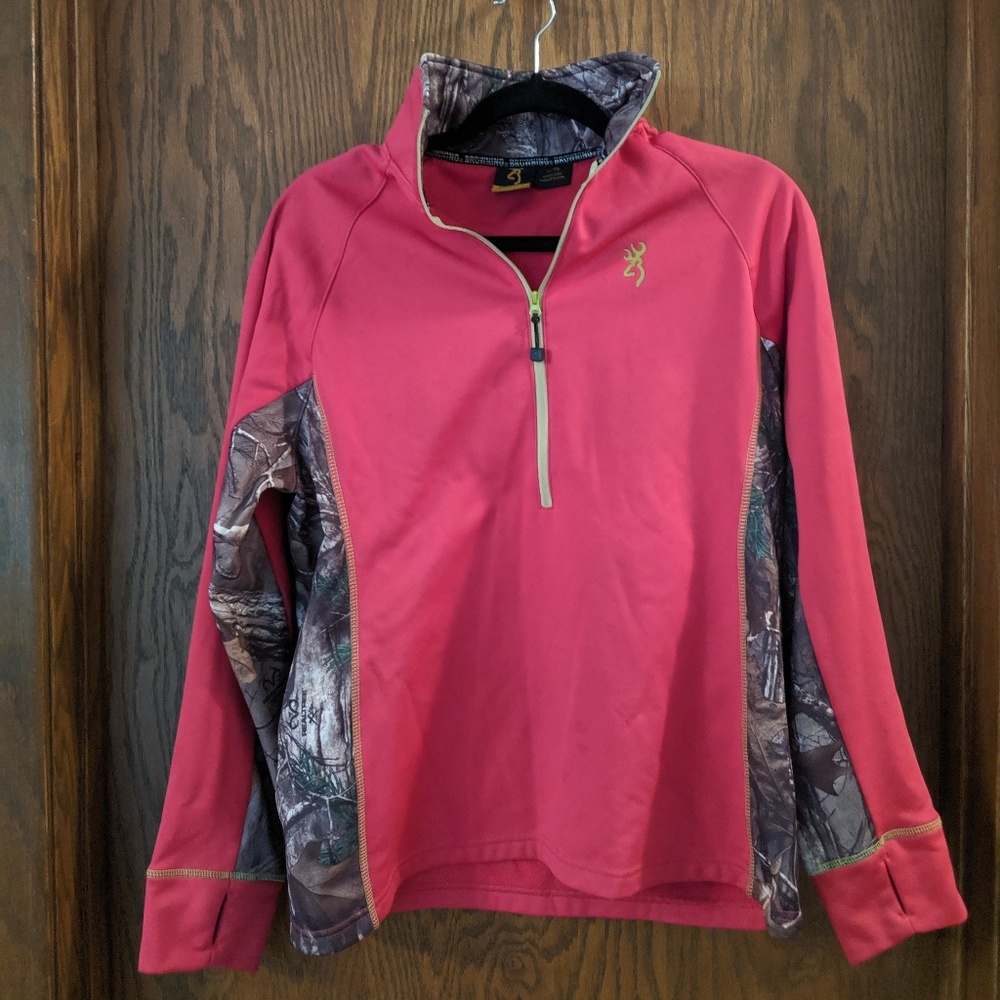 Browning Pink and Real Tree Camo Fleece Pullover